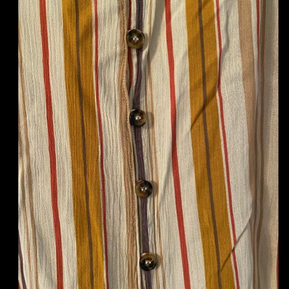 Striped Button Down Shirt with Ruffle Detail - Picture 2 of 3